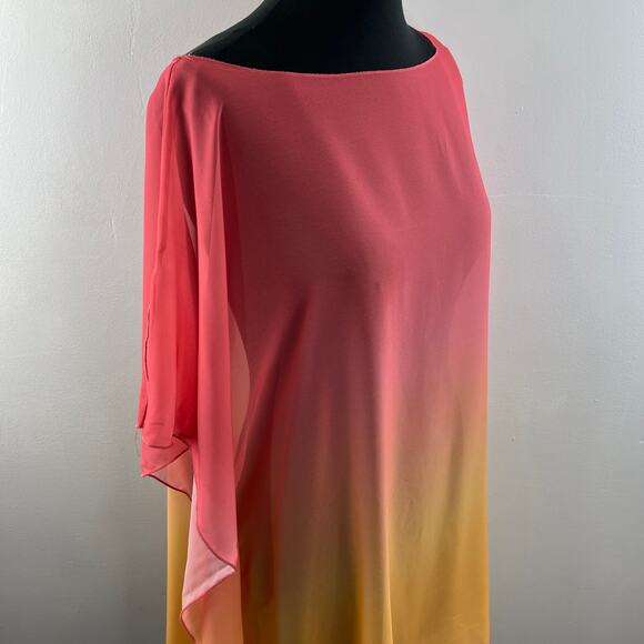 Seductive Wear Orange Yellow Tunic Blouse Top Boat Neck Cover Up Size M Medium - Picture 5 of 9